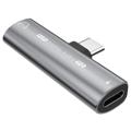 Adaptateur Audio USB-C / 3.5mm & Type-C Hat Prince HC-13 - Argent