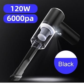 Aspirateur de voiture sans fil rechargeable par USB 6000Pa - Noir