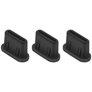 Prise anti-poussière USB-C UltraFlex pour drones, smartphones, tablettes - 3 pièces - Noir