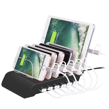 Station de Charge Rapide 6 Ports Universelle - Noire