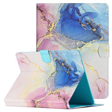 Étui universel pour tablette à motif marbré - 10" - Rose / Bleu