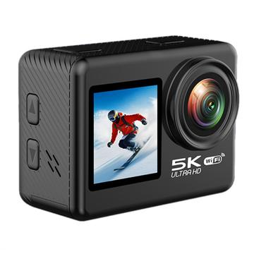Caméra d\'action V5 5K WiFi EIS Anti-shake Caméra de sport double écran étanche 30m