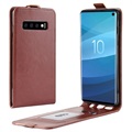 Étui à Rabat Samsung Galaxy S10 avec Porte-Cartes - Marron