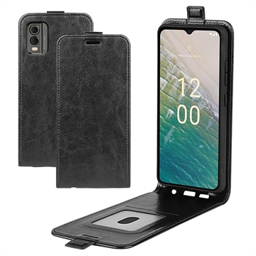 Étui à Rabat Vertical Nokia C32 avec Porte-Cartes - Noir