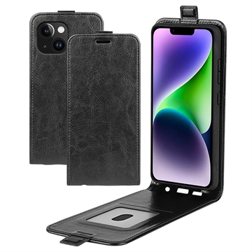 Étui à Rabat Vertical iPhone 15 Plus avec Porte-Cartes - Noir