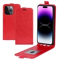 Étui à Rabat iPhone 15 Pro avec Porte-Cartes - Rouge
