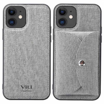 Coque iPhone 12 Mini Vili T avec Portefeuille Magnétique - Grise