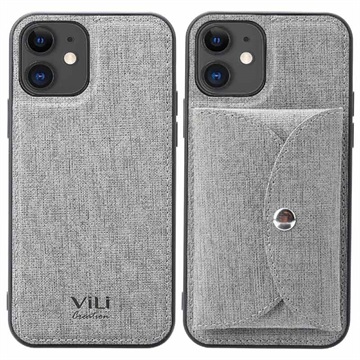 Coque iPhone 12/12 Pro Vili T avec Portefeuille Magnétique - Grise