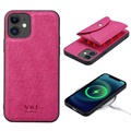 Coque iPhone 12/12 Pro Vili T avec Portefeuille Magnétique - Rose Vif