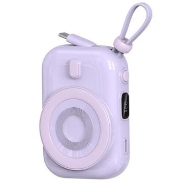 WIWU Wi-P041 Petite banque d\'énergie magnétique sans fil avec câble USB-C - 15W/9600mAh - Violet