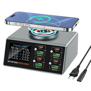 WLX-X9S Station de charge de bureau 9-en-1 - 140W, USB-C, USB-A et charge sans fil