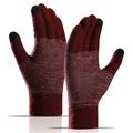 WM 1 Paire de Gants Chauds Tricotés Unisex Ecran Tactile Moufles extensibles Gants Doublés Tricotés - Rouge Vin