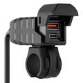WUPP CS-2100A1 Chargeur rapide de moto USB-A et Type-C à double port avec voltmètre LED