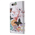 Etui Portefeuille pour iPhone 5 / 5S / SE - Papillons / Cercles