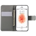 Etui Portefeuille pour iPhone 5 / 5S / SE - Papillons / Cercles