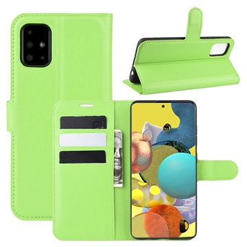 Étui Portefeuille Samsung Galaxy A51 5G avec Fermeture Magnétique - Vert