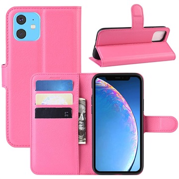 Étui Portefeuille iPhone 11 avec Fermeture Magnétique - Rose Vif