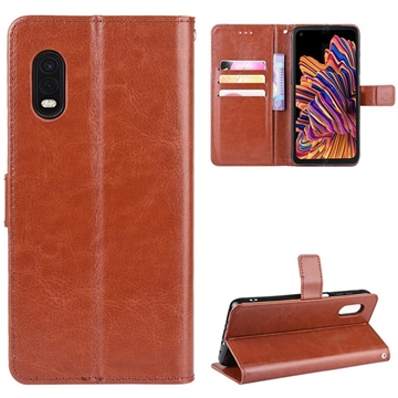 Étui Portefeuille Samsung Galaxy Xcover Pro avec Fermeture Magnétique - Marron