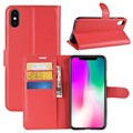 Étui Portefeuille iPhone XR avec Fermeture Magnétique - Rouge