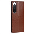 Étui Portefeuille Sony Xperia 10 IV en Cuir avec Béquille - Marron