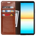 Étui Portefeuille Sony Xperia 10 IV en Cuir avec Béquille - Marron