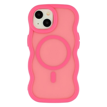Coque hybride magnétique iPhone 15 bord d\'onde - Rose vif