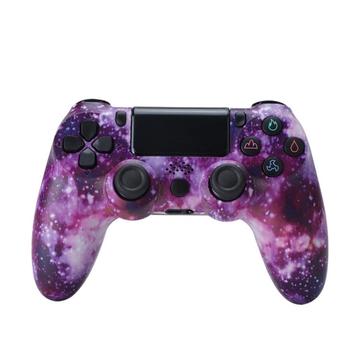 Manette de jeu sans fil pour PS4 Joystick avec haut-parleur et prise casque stéréo - Purple Starry Sky