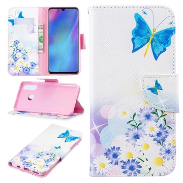 Étui Portefeuille Huawei P30 Lite - Série Wonder - Papillon Bleu