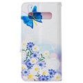 Étui Portefeuille Samsung Galaxy S10 - Série Wonder - Papillon Bleu