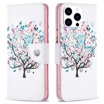 Étui Portefeuille iPhone 14 Pro - Série Wonder - Arbre en fleurs