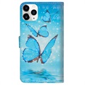 Étui Portefeuille iPhone 12 mini - Série Wonder - Papillon Bleu