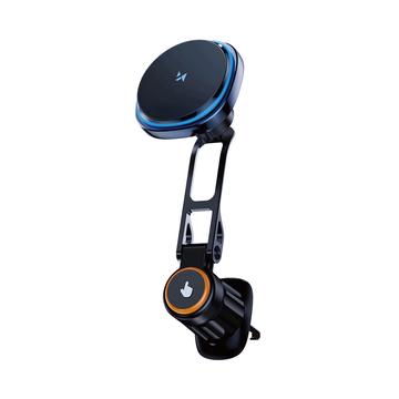 Wozinsky WCT5-6S2Y Support de voiture avec chargeur sans fil Qi/MagSafe 15W - Noir