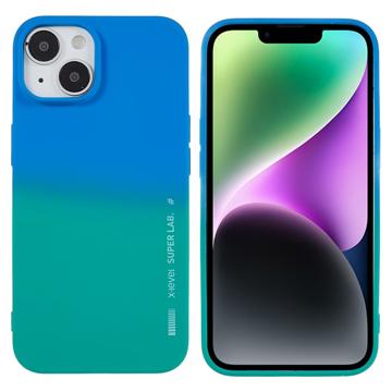 Coque iPhone 14 Plus en TPU X-Level Rainbow - Verte / Bleue