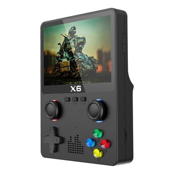 X6 HD Console de jeux portable avec écran de 3,5 pouces Machine de jeux vidéo intégrée avec double manette - Noir