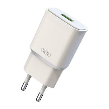 XO L92D Chargeur rapide de voyage double USB - 18W, QC 3.0 - Blanc