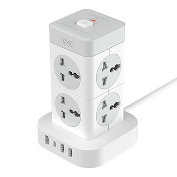 Barrette d\'alimentation XO WL21 avec 8x prises CA - 3x USB-A, USB-C - Blanc