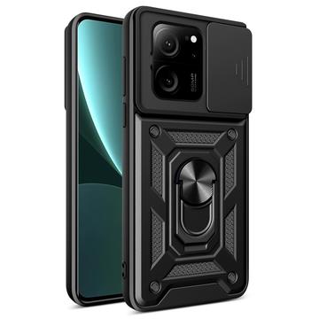 Coque Hybride Xiaomi 13T/13T Pro à Anneau Rotatif avec Protection pour Appareil Photo - Noire