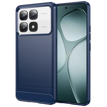 Coque Xiaomi 14T Pro en TPU Brossé - Fibre de Carbone - Bleue