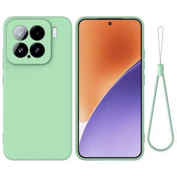 Coque Xiaomi 15 en silicone liquide avec dragonne - Verte