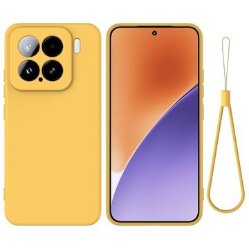 Coque Xiaomi 15 en silicone liquide avec dragonne - Jaune