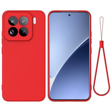 Coque Xiaomi 15 Pro en silicone liquide avec dragonne - Rouge