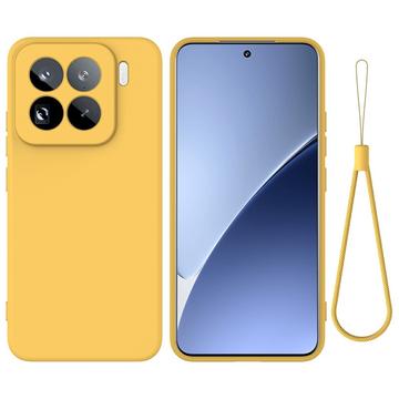 Coque Xiaomi 15 Pro en silicone liquide avec dragonne - Jaune