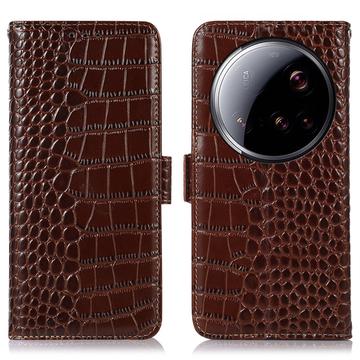 Étui Portefeuille Xiaomi 15 Ultra en Cuir avec RFID - Série Crocodile