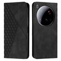 Étui Portefeuille Xiaomi 15 Ultra avec fermeture magnétique à motif de losange - Noir