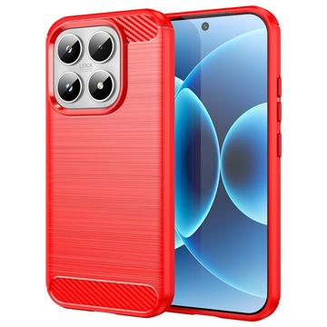 Coque Xiaomi 17 en TPU Brossé - Fibre de Carbone - Rouge