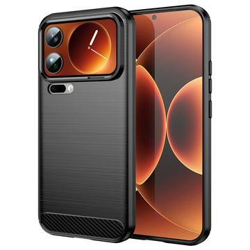 Coque Xiaomi 17 Pro Max en TPU Brossé - Fibre de Carbone - Noire