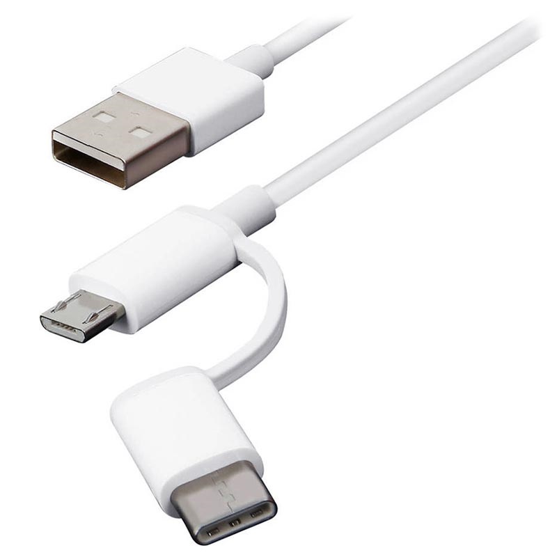 Câble 2-en-1 MicroUSB / USB Type-C Xiaomi Mi - 1m - Blanc