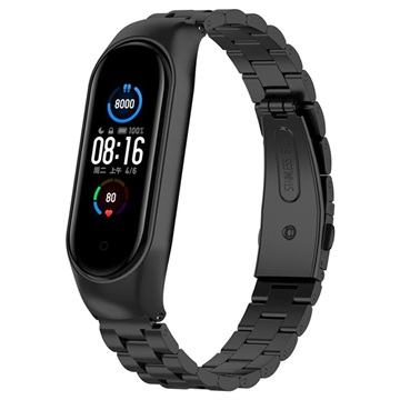 Bracelet en Acier Inoxydable Xiaomi Mi Band 5/6 - Noir