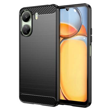 Coque Xiaomi Poco C65/Redmi 13C en TPU Brossé - Fibre de Carbone - Noire