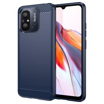Coque Xiaomi Redmi 12C en TPU Brossé - Fibre de Carbone - Bleu